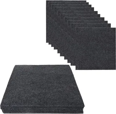 Produktbild von Famanu Teppichfliesen 30 x 30 cm - Selbstklebend, Antistatisch, Antirutsch, Grau