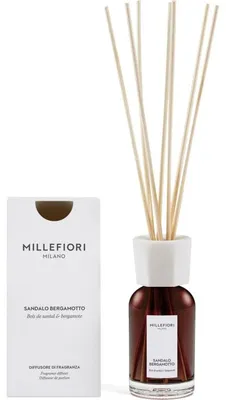 Image de Diffuseur d'ambiance Millefiori Milano, senteur Bergamotto, pour intérieur, avec bâtonnets (77MDSB)