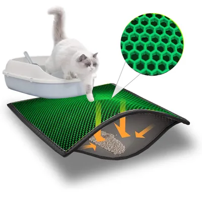 Immagine prodotto di Tappetino per lettiera Blue Eyes, tappetino per gatti 40x60 cm, tappetino impermeabile a nido d'ape a doppio strato (verde)