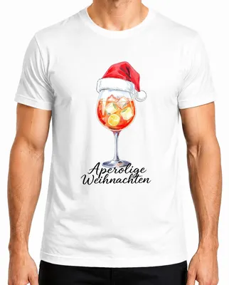 Zdjęcie produktu dla Aperolige Christmas Aperol Spritz Watercolour Christmas Hat Koszulka męska, Biały, XL