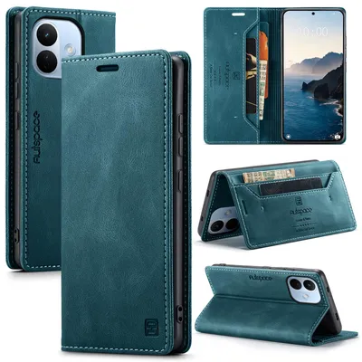 Produktbild von Hülle für Xiaomi Redmi Note 17 Pro 5G/4G, Retro Kunstleder Tasche Kartenfächern und Ständer Schutzhülle Blau