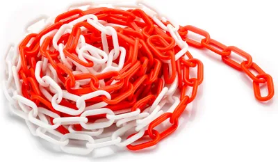 Produktbild von Wiltec Absperrkette 5 m lang mit Ø 6 mm, robuste Kunststoffkette rot-weiß, Sicherheitskette ideal für Innen- und Außenbereich, Kette aus Polypropylen
