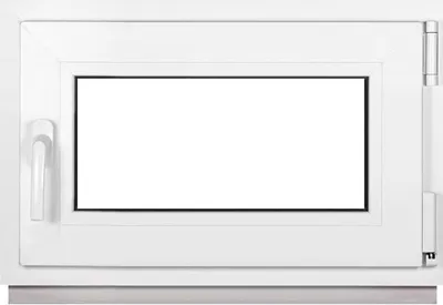 A white plastic window frame with a blank white pane, shown from the front.