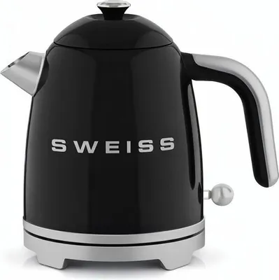 Image de Bouilloire Vintage SWEISS KTS9, 1000 W, 1 L, Socle 360°, Noir