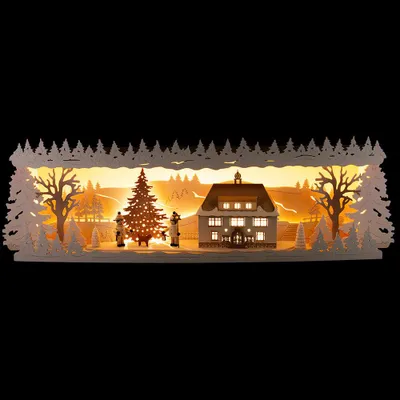 Produktbild von Schwibbogenerhöhung Seiffener Rathaus verschneit (57x17cm) von Tietze Erzgebirgsdesign