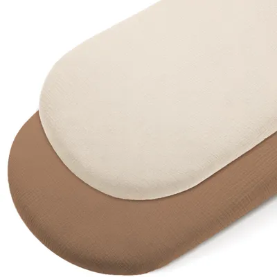 Immagine prodotto di Set di 2 lenzuola elastiche in mussola per culla da 90x55 cm