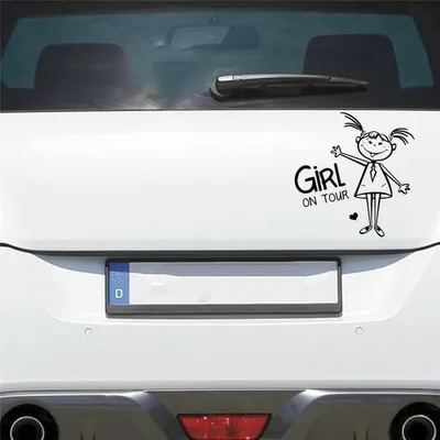 Produktbild von Auto Aufkleber MÄDCHEN an Bord on Tour Board 15x16 cm Schwarz Glanz Sticker Heckscheibenaufkleber
