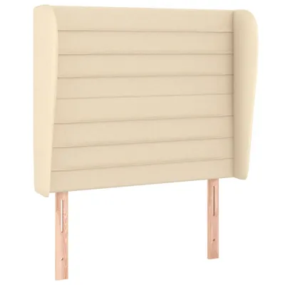 Image de Tête de lit avec oreilles Crème 93x23x118/128 cm Tissu