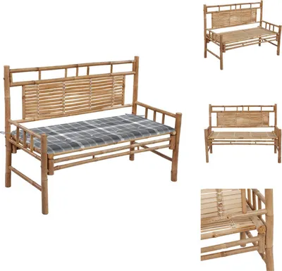 Produktbild von vidaXL Gartenbank mit Auflage 120 cm Bambus -  Gartenbänke