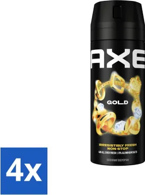 Zdjęcie produktu dla Ax Dezodorant w sprayu do ciała Gold 150 ml – opakowanie ekonomiczne – 4 sztuki