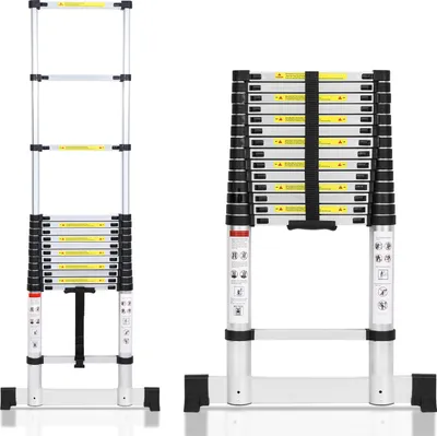 Produktbild von Jayseuw Profi Teleskopleiter 4,4M Aluminium 150kg Tragkraft Mehrzweckleiter rutschfeste Gummifüße mit Stabilisator