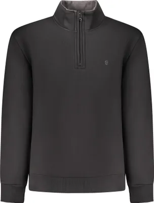 Produktbild von Schwarzes Herren-Sweatshirt – Langarm, gefüttert, halber Reißverschluss