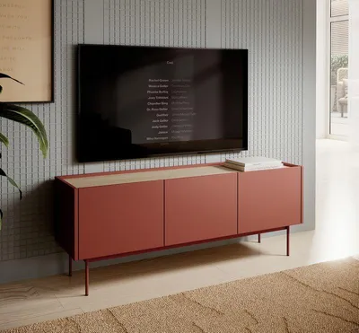 Produktbild von TV Schrank – TV Lowboard – RTV 144 – COLOR – Rot – Modernes Lowboard mit stilvollem Stauraum