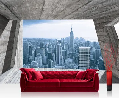 Obrázek produktu pro Fototapeta z netkané textilie č. 1397 - 254X184 cm - 1397 New York tapeta New York Tower panorama pohled z terasy odstín dřeva šedá liwwing (R)