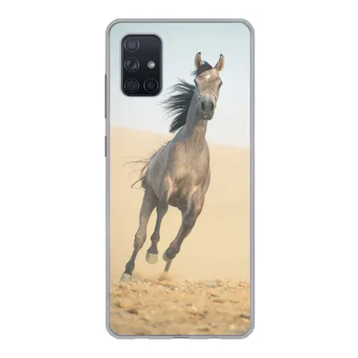 Produktbild von MuchoWow® Handyhülle Schutzhülle Hülle für Samsung Galaxy A71 Pferd - Sand - Wüste Silikon Softcase Handy Hülle - Kartenbesitzer