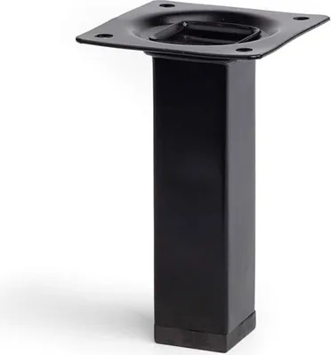 Image de Pied Carré Acier Noir Rei 10cm Support Meuble Robuste Et Design - Rei