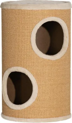Image de Arbre à chat spacieux, revêtement en peluche, surface en sisal, Φ35 x 60 cm (H), marron-beige, 10 kg