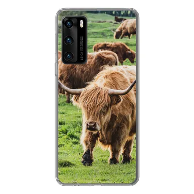 Produktbild von MuchoWow® Handyhülle Schutzhülle Hülle für Huawei P40 Schottische Highlander - Tiere - Gras Silikon Softcase Handy Hülle - Handytasche