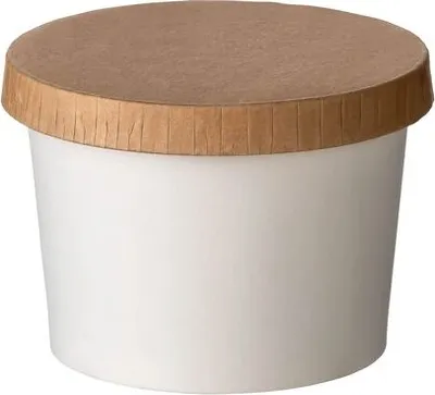 Produktbild von 50x Eisbecher aus Papier weiß Ø90mm 250 ml mit braunem Deckel