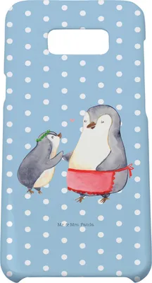 Produktbild von Mr. & Mrs. Panda Samsung Galaxy S8 plus Handyhülle  Pinguin mit Kind - Blau Pastell - Geschenk, Muttertag, Handy, Hülle, Mama, Cover, Vorbild, Case, Familie