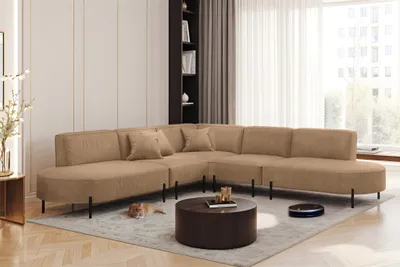 Produktbild von Ecksofa Designersofa VALENCIA in Stoff Noel Braun Universal