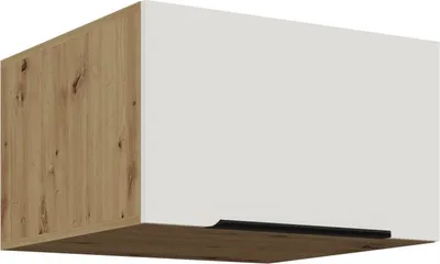 Produktbild von Tiefer Oberschrank mit Flügeltüren LUNARA – Breite 60 cm, weiß/Eiche handwerklich.