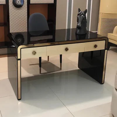 Produktbild von Design Tisch Sekretär Luxus Schreib Büro Möbel Metall Hochglanz Tische Office