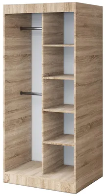 Zdjęcie produktu dla Otwarta Szafa– 90 x 200 cm – Dąb Sonoma – Szafa otwarta TROY – z 4 półkami i 2 drążkami