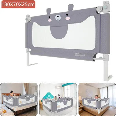 Produktbild von XINZI Kinderbettgitter, Bettgitter zum vertikalen Heben, Bettschutzgitter Sicherheitsschutz, Bettgitter zum Schutz vor Stürzen, 180cm Kleiner Bär