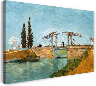 Produktbild von Leinwandbild (80x60cm): Vincent van Gogh - Brücke von Langlois (1888), echter Holz-Keilrahmen inkl. Aufhänger, handgefertigt in Deutschland