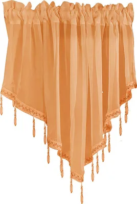 Produktbild von Feste Farbdreiecksform Küche Kurzvorhangfenster Valance Drape Wohnheimdekoration-Ingwer