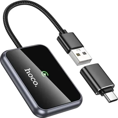 Image de Hoco HU1 Adaptateur CarPlay sans fil avec USB-A/USB-C, noir