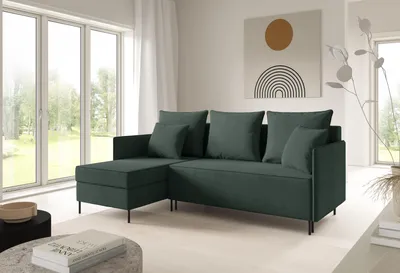 Produktbild von LIKMA Ecksofa ZAVO Dunkelgrün L-Form 214x142 cm Schlafsofa mit Bettfunktion 202x140 cm 2 Bettkasten Stauraum Polstersofa