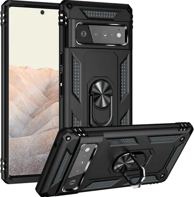 Produktbild von Mobigear Armor Ring  Google Pixel 6 Pro Hülle Hardcase Backcover Stoßfest mit Ringhalter - Schwarz