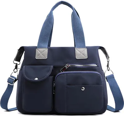 Image de Sac de voyage léger avec compartiment étanche en nylon de grande capacité pour les sorties scolaires de fitness, bleu foncé