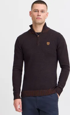 Produktbild von INDICODE IDNathen Herren Strickpullover Troyer Feinstrick Pullover mit Stehkragen und Reißverschluss
