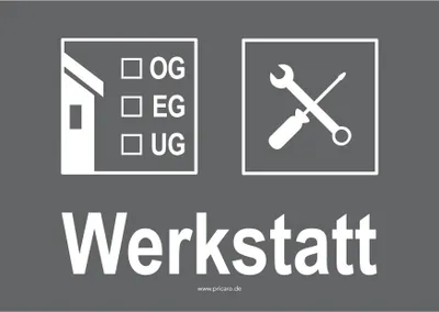 Produktbild von PRICARO Umzugsaufkleber "Werkstatt" grau, A6, 15 Stück