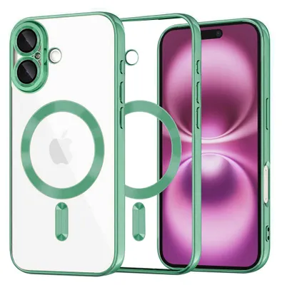 Produktbild von Techsuit Luxury Crystal Back Cover Hülle mit MagSafe für Apple iPhone 16 Plus - Transparent/Hellgrün