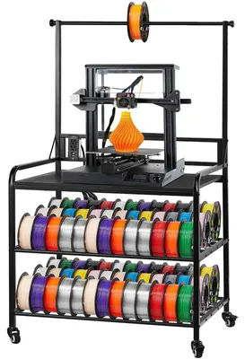 Obrázek produktu pro VEVOR Stojan na filamenty pro 3D tiskárny, 3 úrovně, 680 x 400 x 880 mm, držák na cívky filamentu na kolečkách, organizér příslušenství pro 3D tiskárny, studio, kancelář, dílna, černý