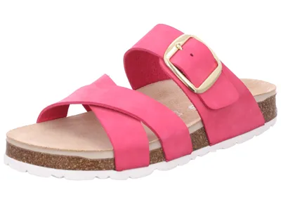Produktbild von Rohde Damen Pantolette Schnalle Leder gekreuzte Riemen Kork Fußbett Elba 1715, Größe:41 EU, Farbe:Pink