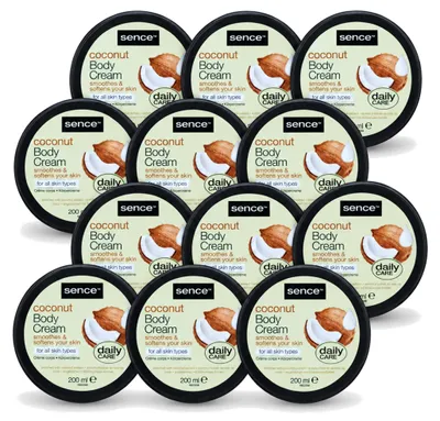 Immagine prodotto di 12 confezioni di crema corpo al cocco Sence - Idratante - 200 ml - Confezione - 12 pezzi