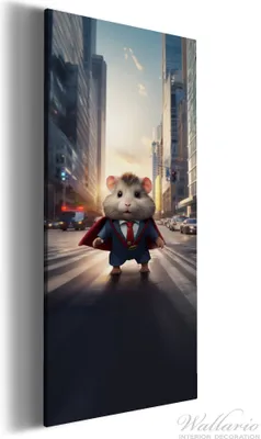 Produktbild von Wallario Premium Leinwandbild Super-Hamster in Größe 60 x 150 cm