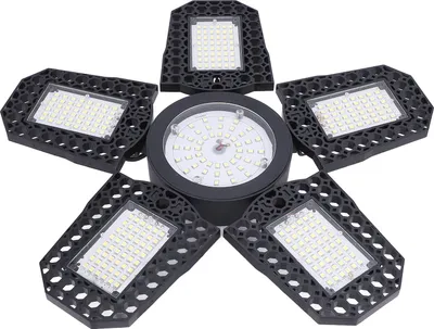 Produktbild von LED-Garagenleuchten, superhell, 2994 Lichtstrom, 6000 K, Ladenleuchte mit 6 verformbaren Paneelen, zum Einschrauben von E26- und E27-Sockellampen für