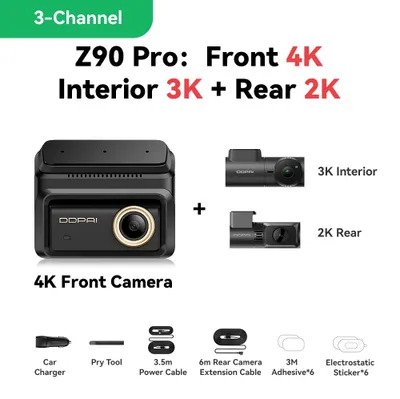 Produktbild von Dashcam - Z90Pro - 3-Kanal - 4K UHD - Sony STARVIS 2 IMX678 - ADAS - Parkmodus - Ohne SD-Karte