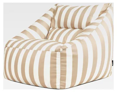 Produktbild von Sitzsack Sessel für Erwachsene, Kyoto Taupe Streifen, Webstoff, Großer Sitzsack mit Füllung, Bequemer Sessel für Wohnzimmer, Lounge, Schlafzimmer, Büro