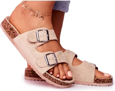 Produktbild von Damen Kork Flip Flops mit Schnallen Beige Si Senor 36