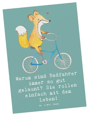 Produktbild von Mr. & Mrs. Panda Grußkarte Radsport Glück - Meeresbrise - Geschenk, Sportler, Postkarte, Postkarten, bildkarte, Sportart, Lebensfreude, Ansichtskarten, Freiheit