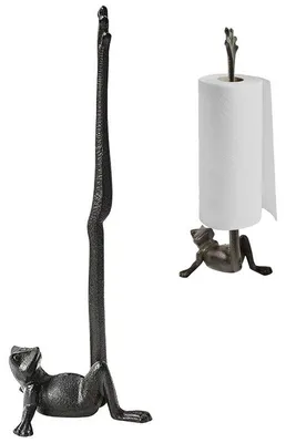 Produktbild von Gusseisen Küchenrollenhalter Frosch – Lustiger Papierrollenhalter im Tierdesign, Stabil & Robust, Rustikale Deko für Küche & Badezimmer