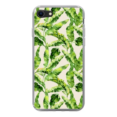 Produktbild von MuchoWow® Handyhülle Schutzhülle Hülle für iPhone SE 2022 Palmenblatt - Muster - Tropisch Silikon Softcase Handy Hülle - Schutzhülle