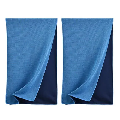 Produktbild von 2PC Blau Kühlhandtuch für Sport,100×33cm,Bis zu 15°C kälter als die Umgebungstemperatur,reaktivierbar durch Anfeuchten&Ausschütteln,für Sport,Wandern
